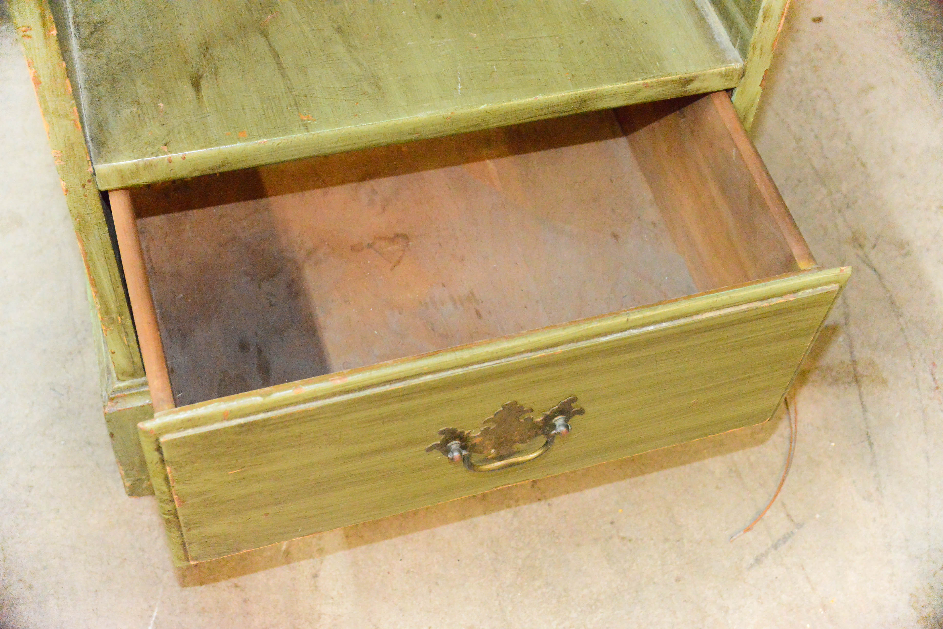 Olive Green Wooden Side Table
