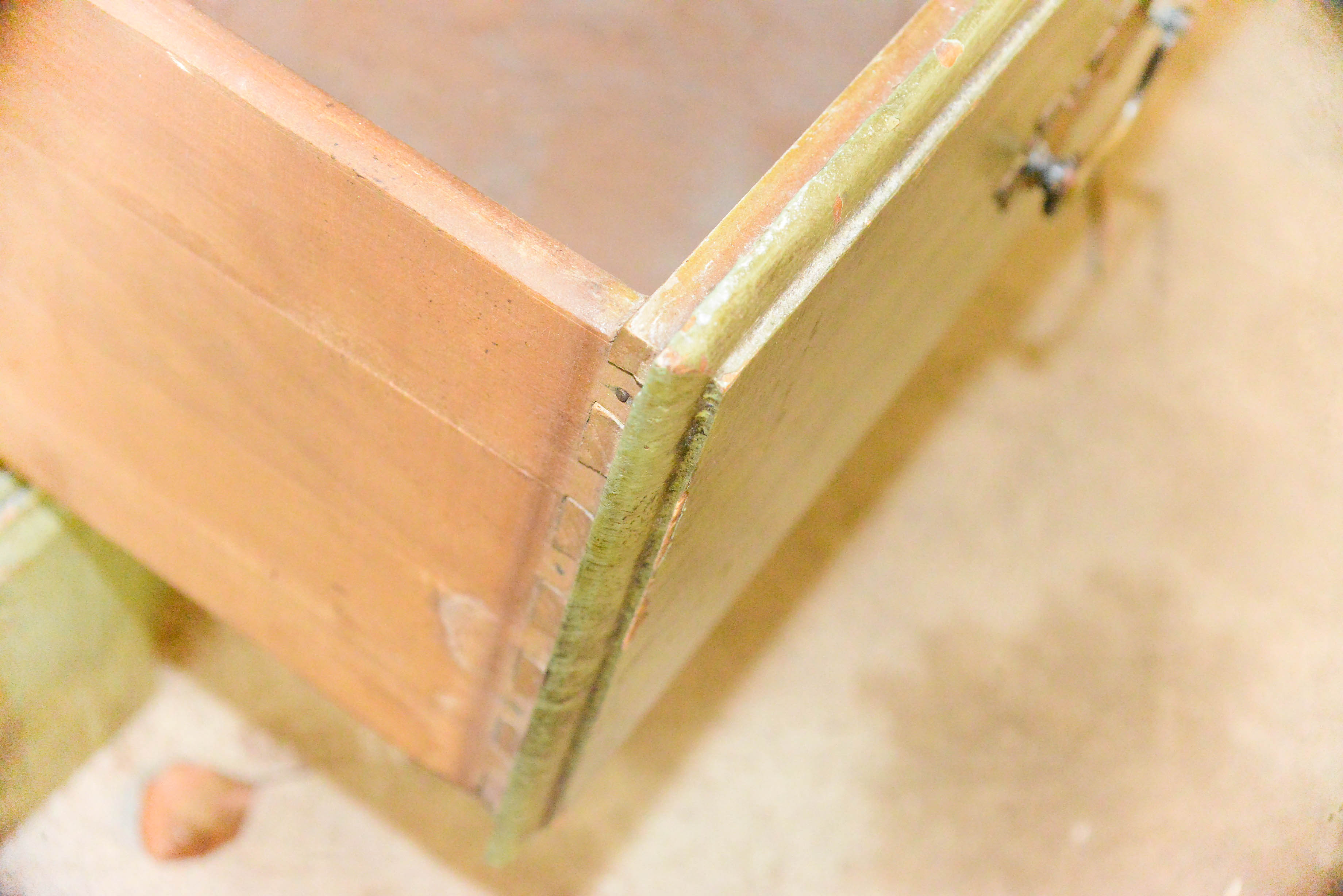 Olive Green Wooden Side Table