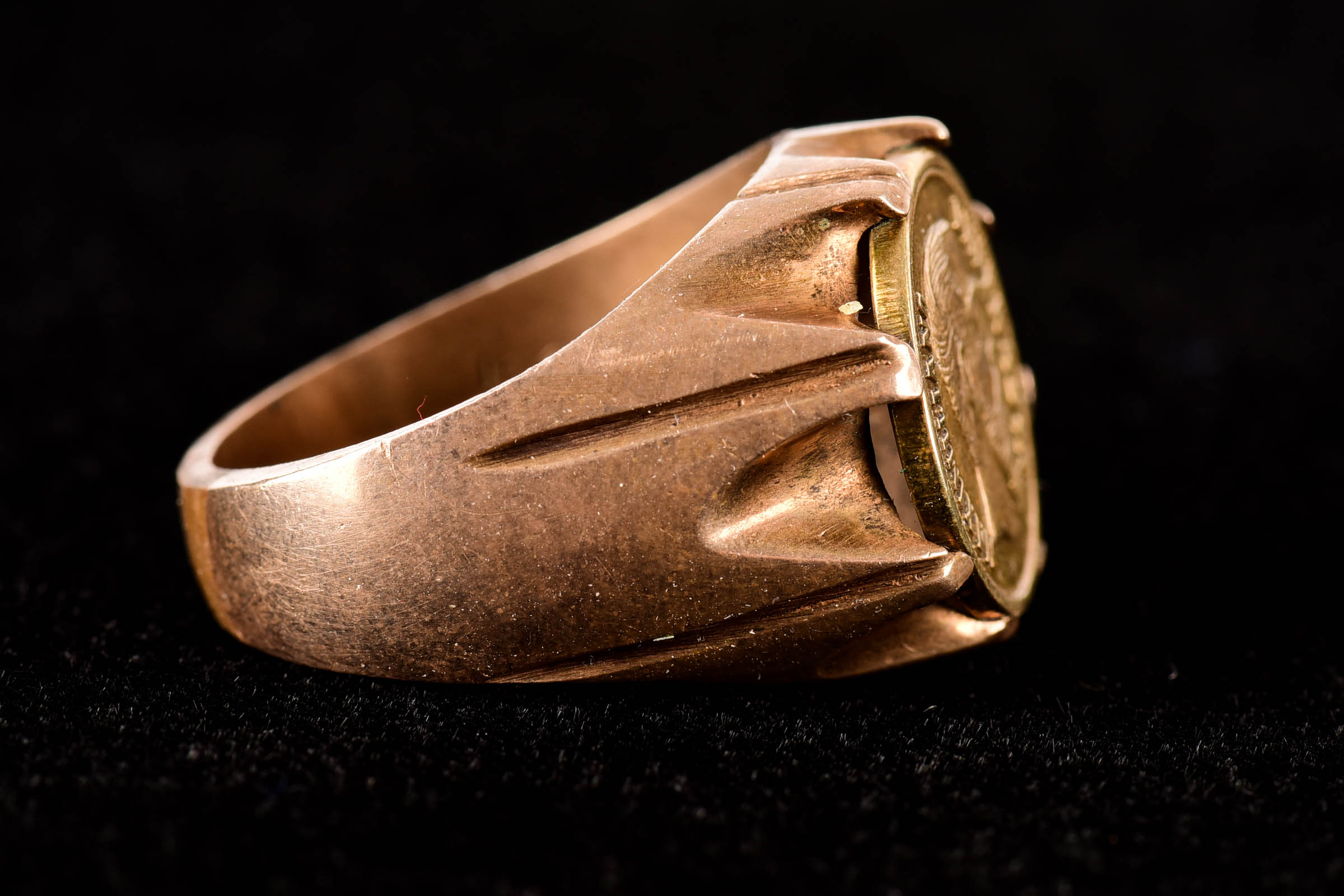 14K Men's Signet Coin Ring