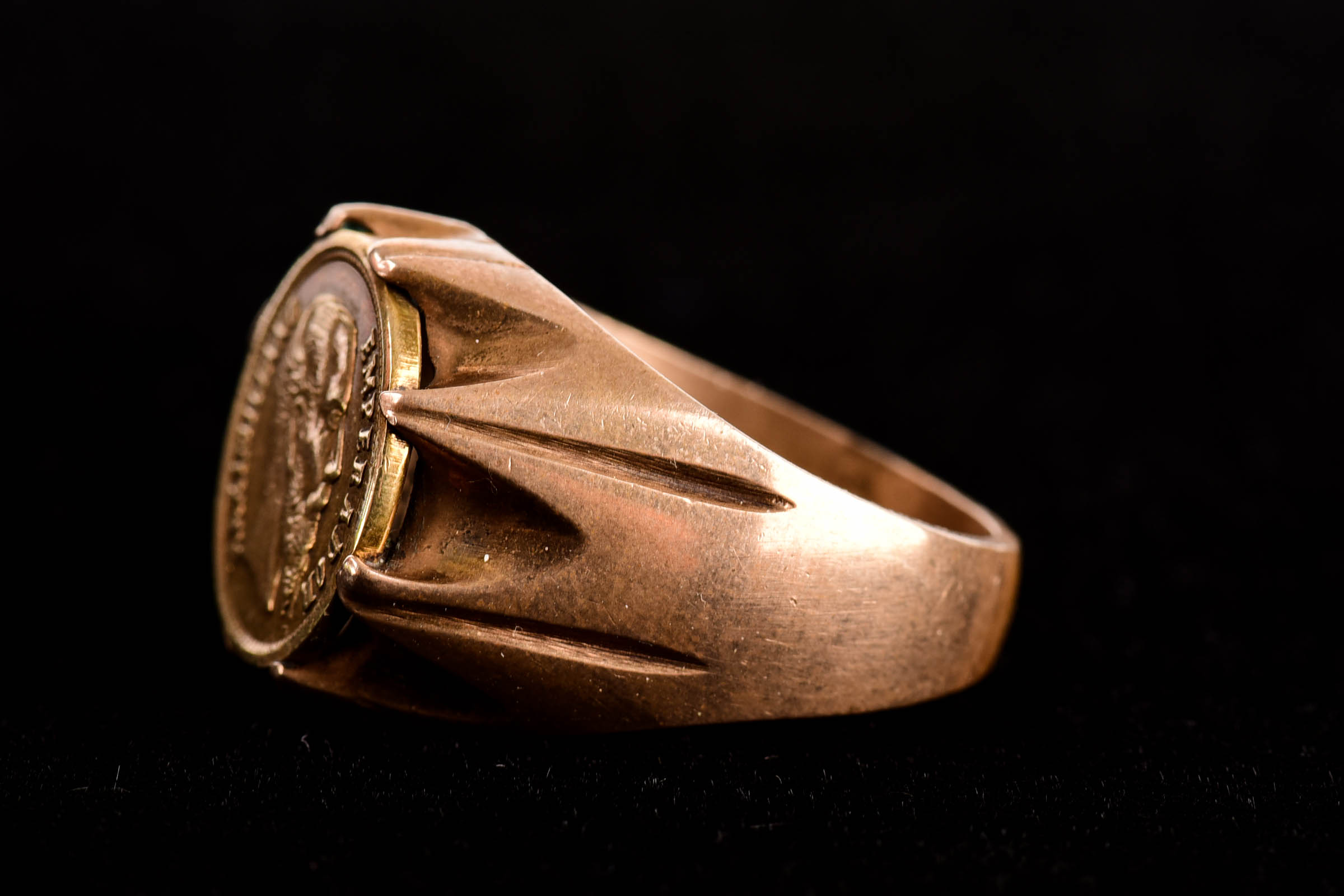 14K Men's Signet Coin Ring