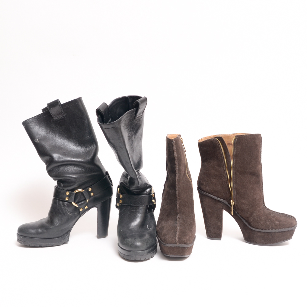 Tory Burch and Michael Kors Leather Boots, Size 7