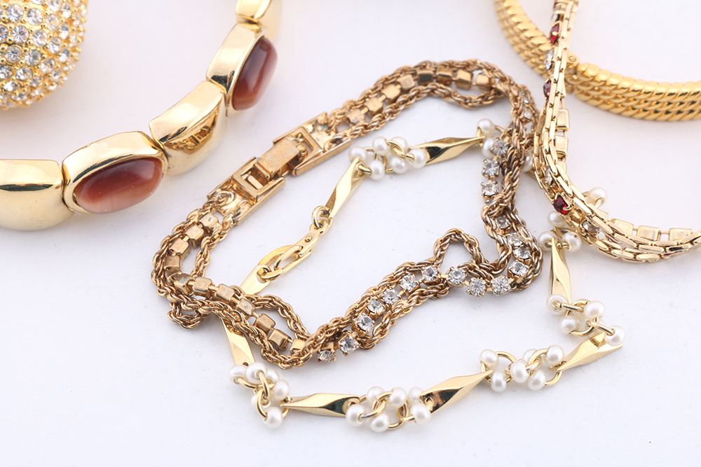 Group of Gold Tone Bracelets and Watch