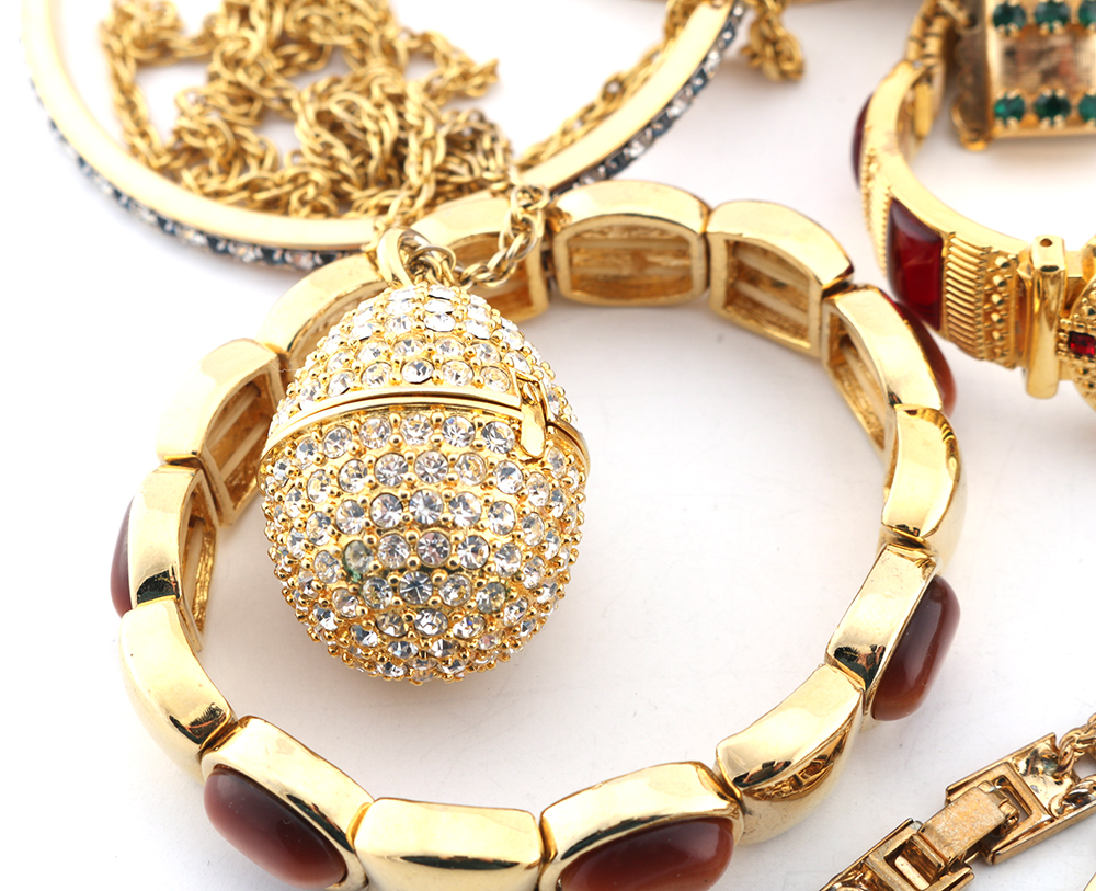 Group of Gold Tone Bracelets and Watch