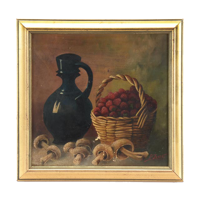 P. Janert Vintage Oil on Board Still Life