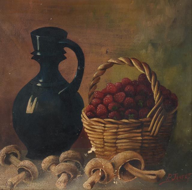 P. Janert Vintage Oil on Board Still Life
