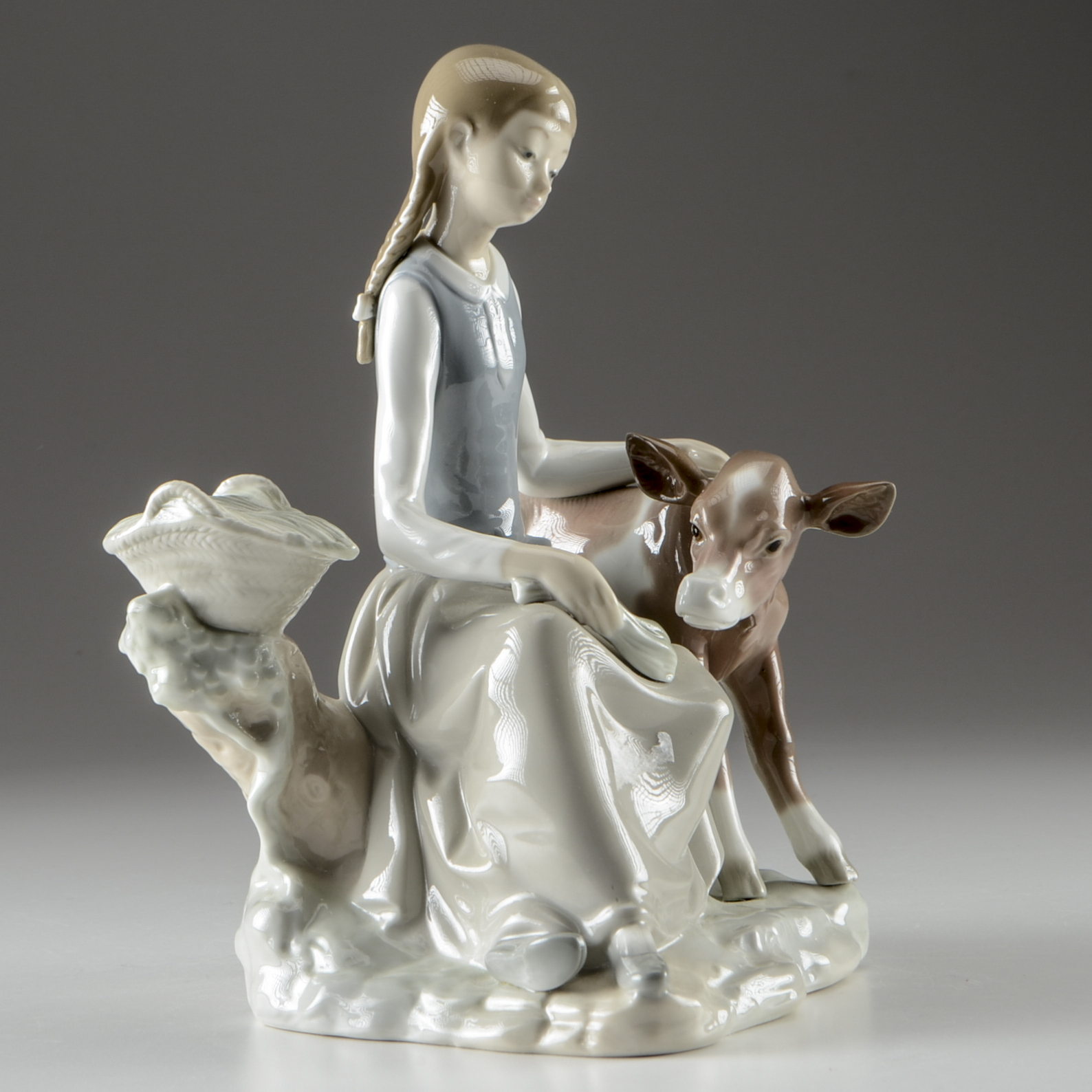 Lladro "Girl with Calf" Figurine