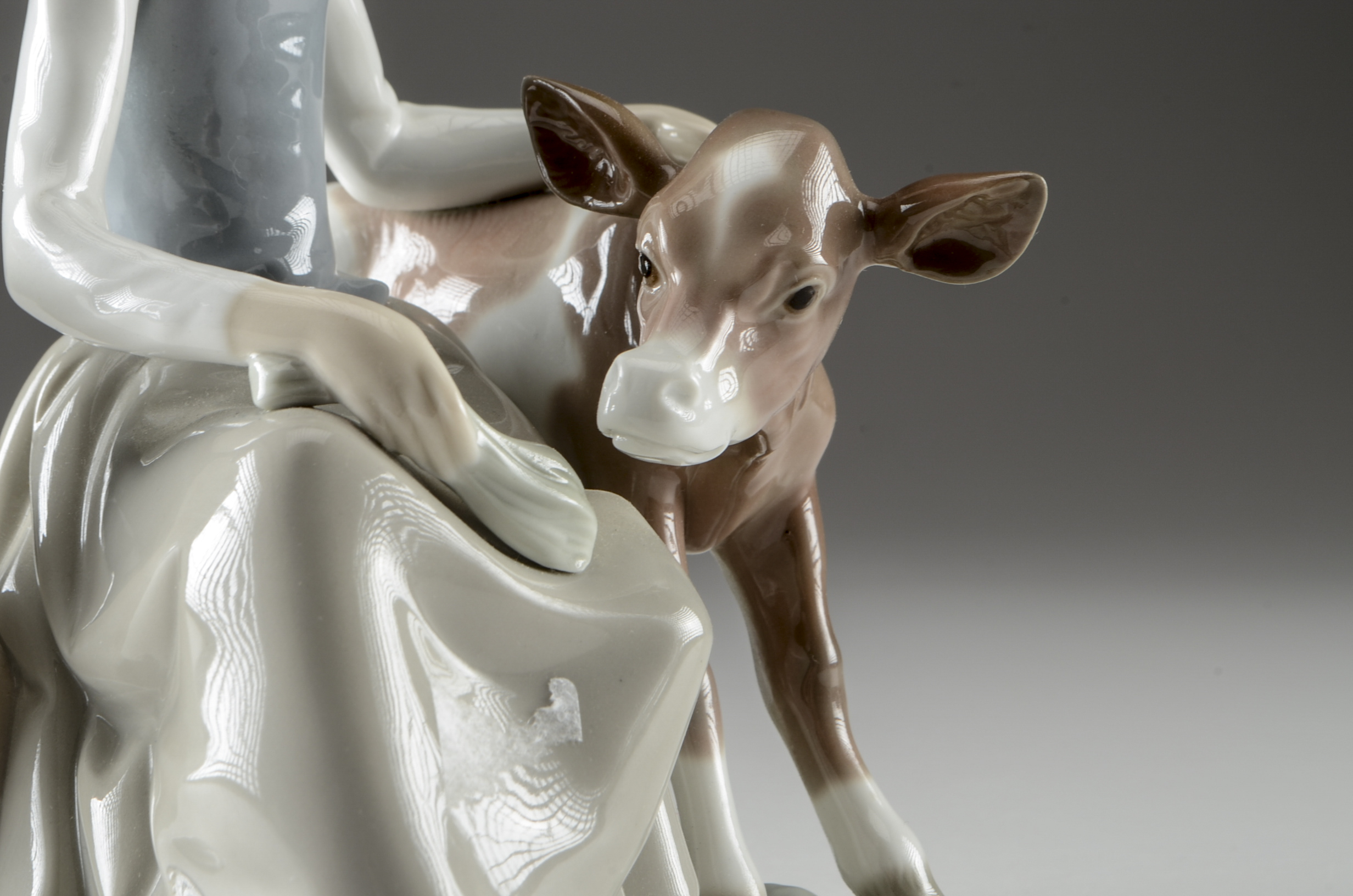 Lladro "Girl with Calf" Figurine