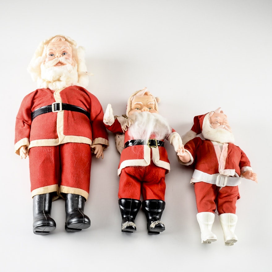Three Vintage Santa Claus Dolls