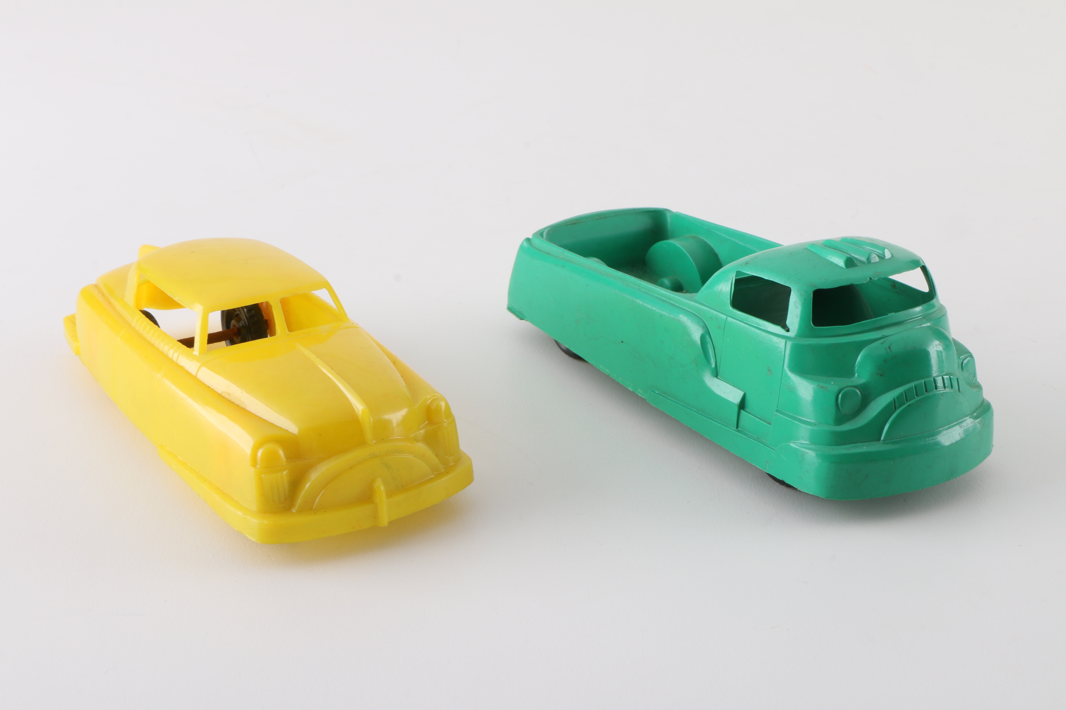 Collection of Vintage Plastic Toy Cars and Trucks