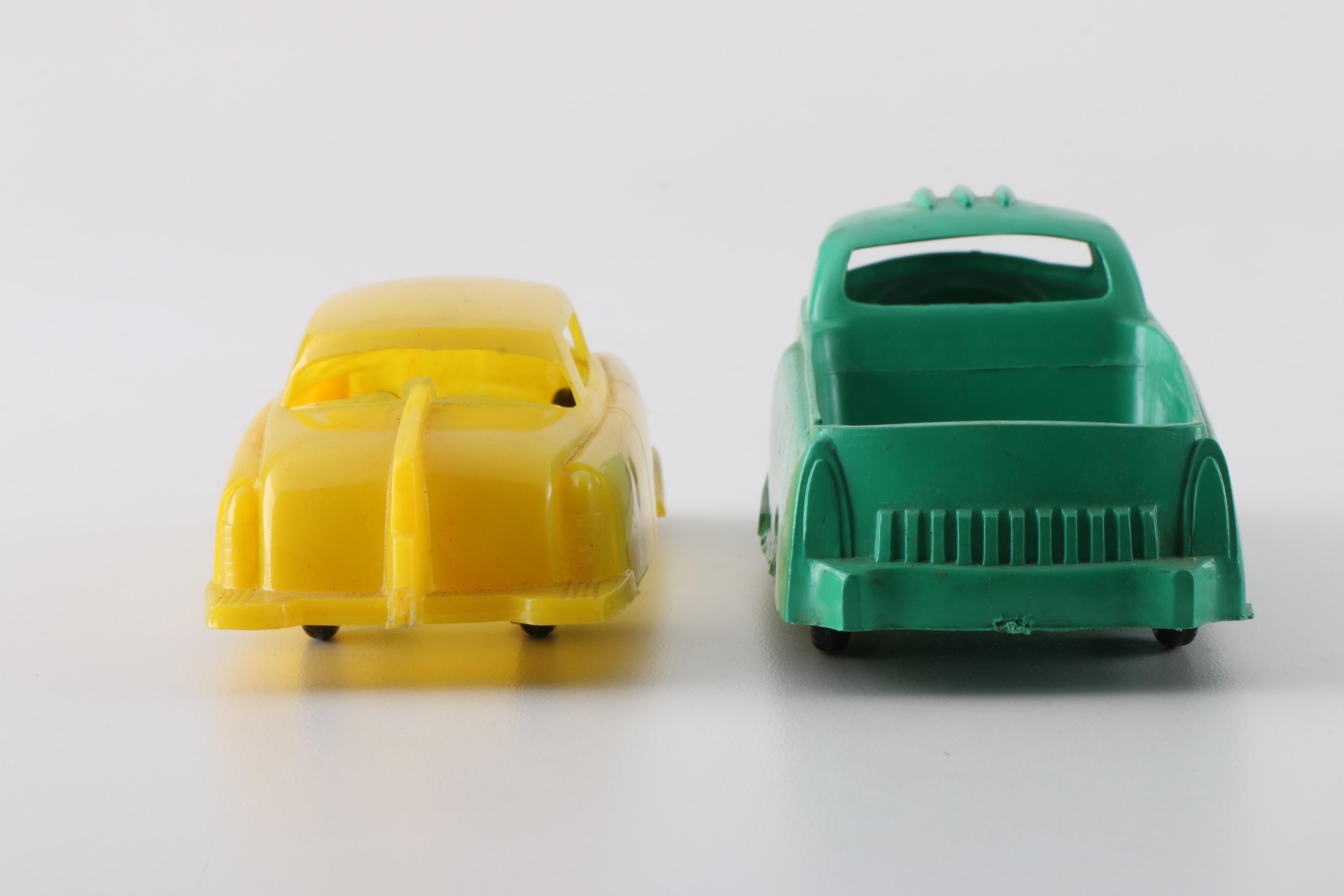Collection of Vintage Plastic Toy Cars and Trucks