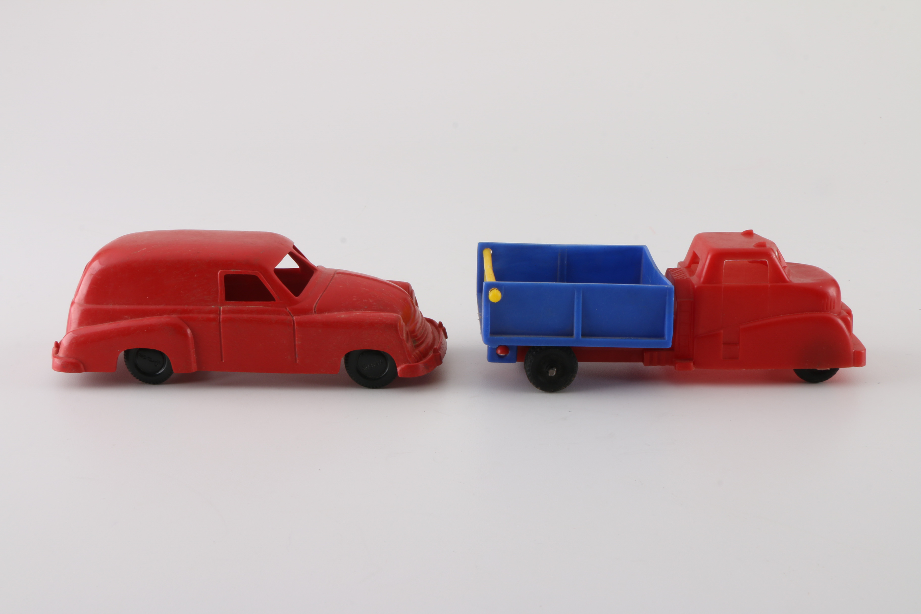 Collection of Vintage Plastic Toy Cars and Trucks