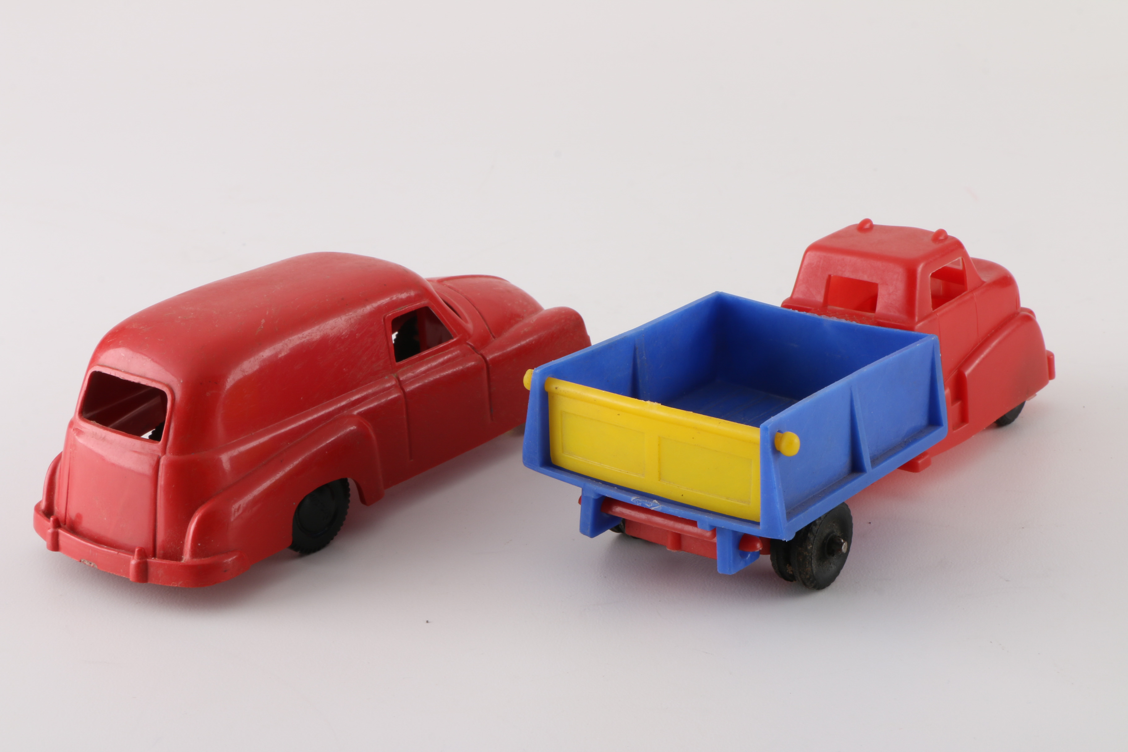 Collection of Vintage Plastic Toy Cars and Trucks