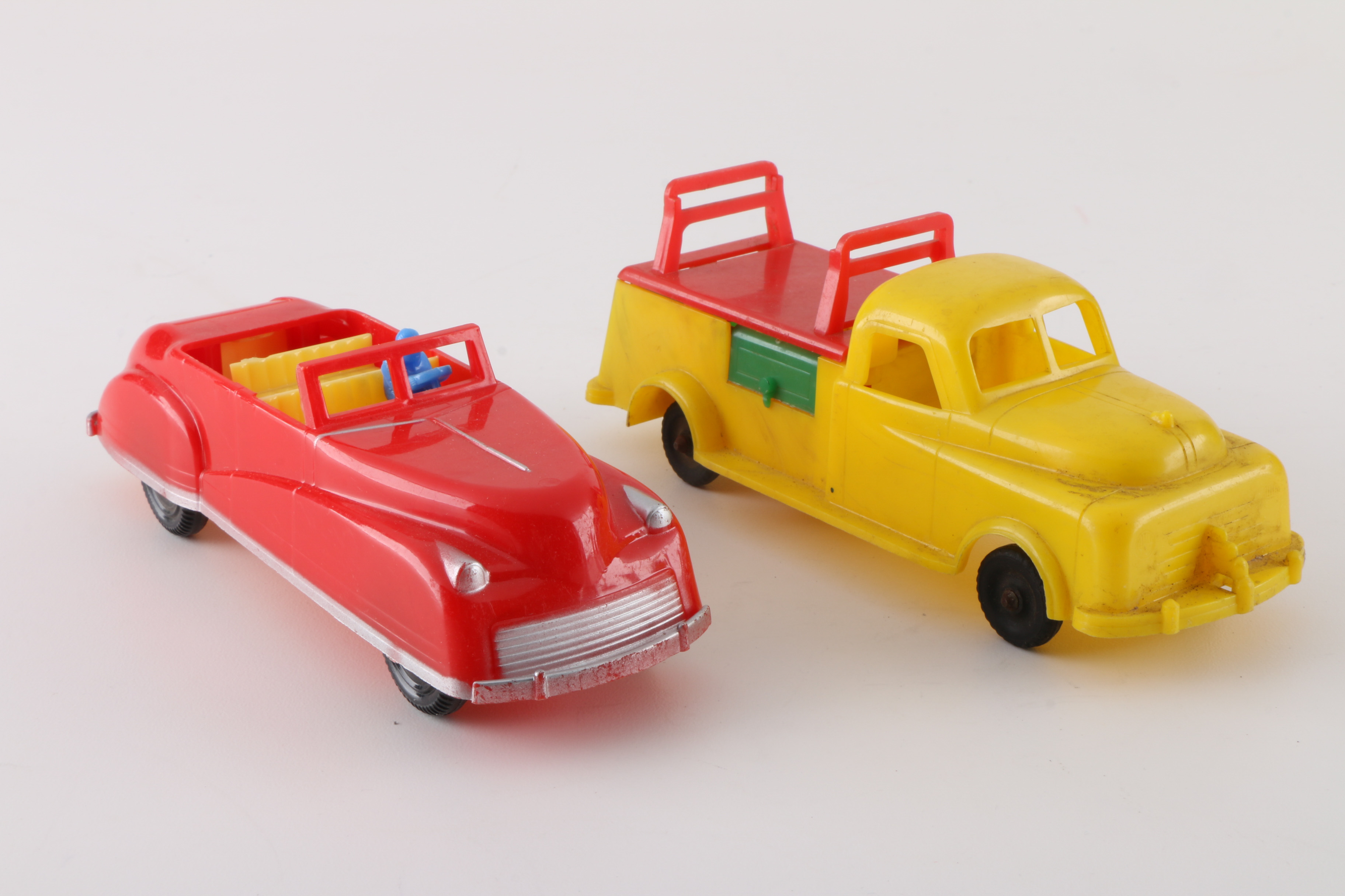 Collection of Vintage Plastic Toy Cars and Trucks