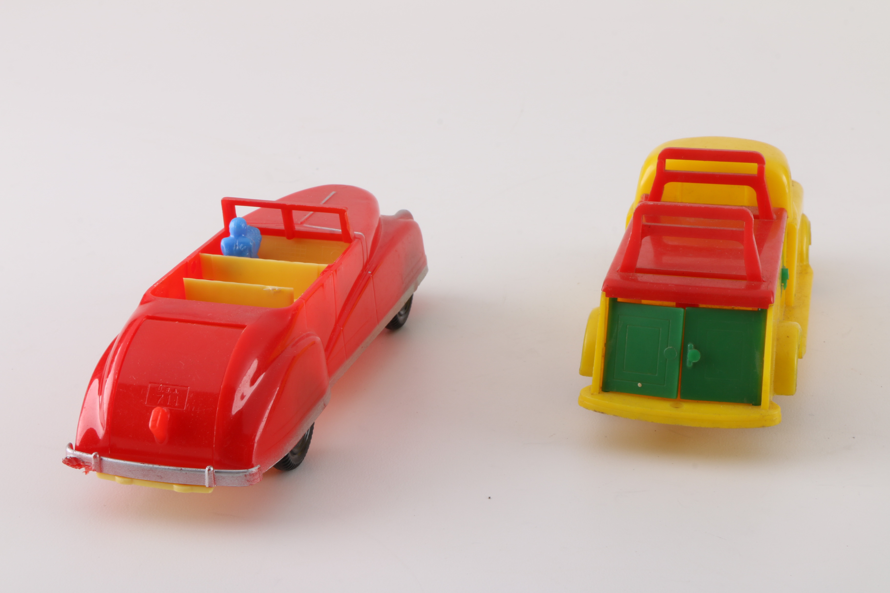 Collection of Vintage Plastic Toy Cars and Trucks