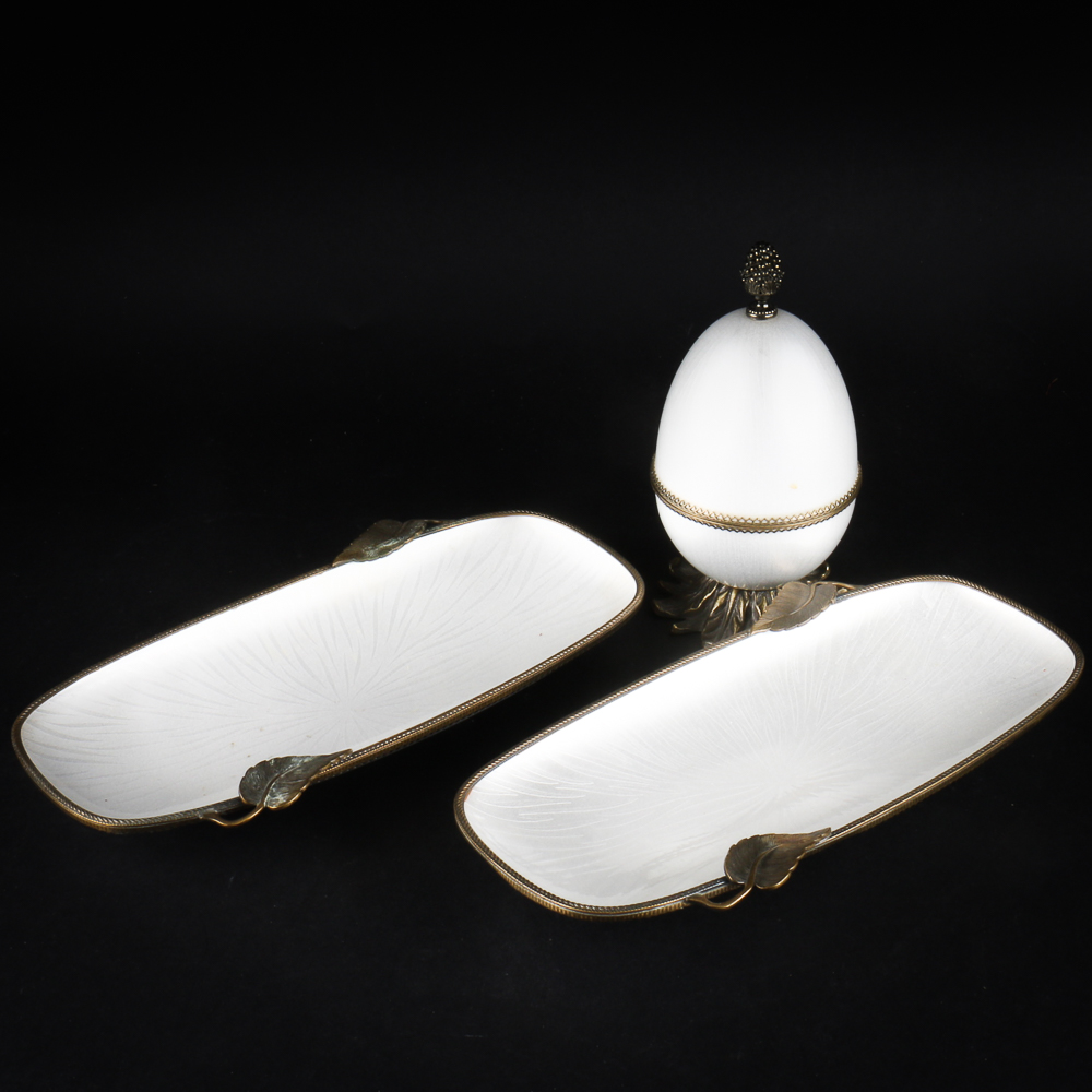 Evans Hand Enameled Serving Ware and Lighter