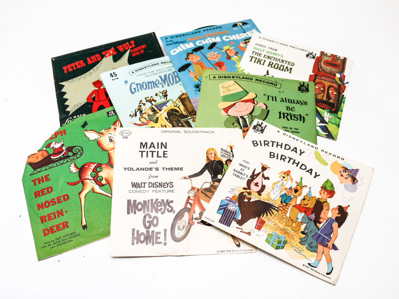 Archies, Other Children's Records in Vintage Wooden Storage Box