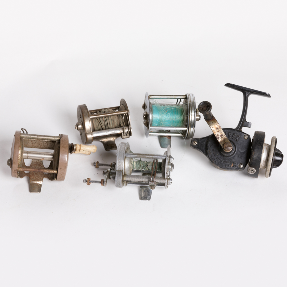 Collection of Five Vintage Fishing Reels