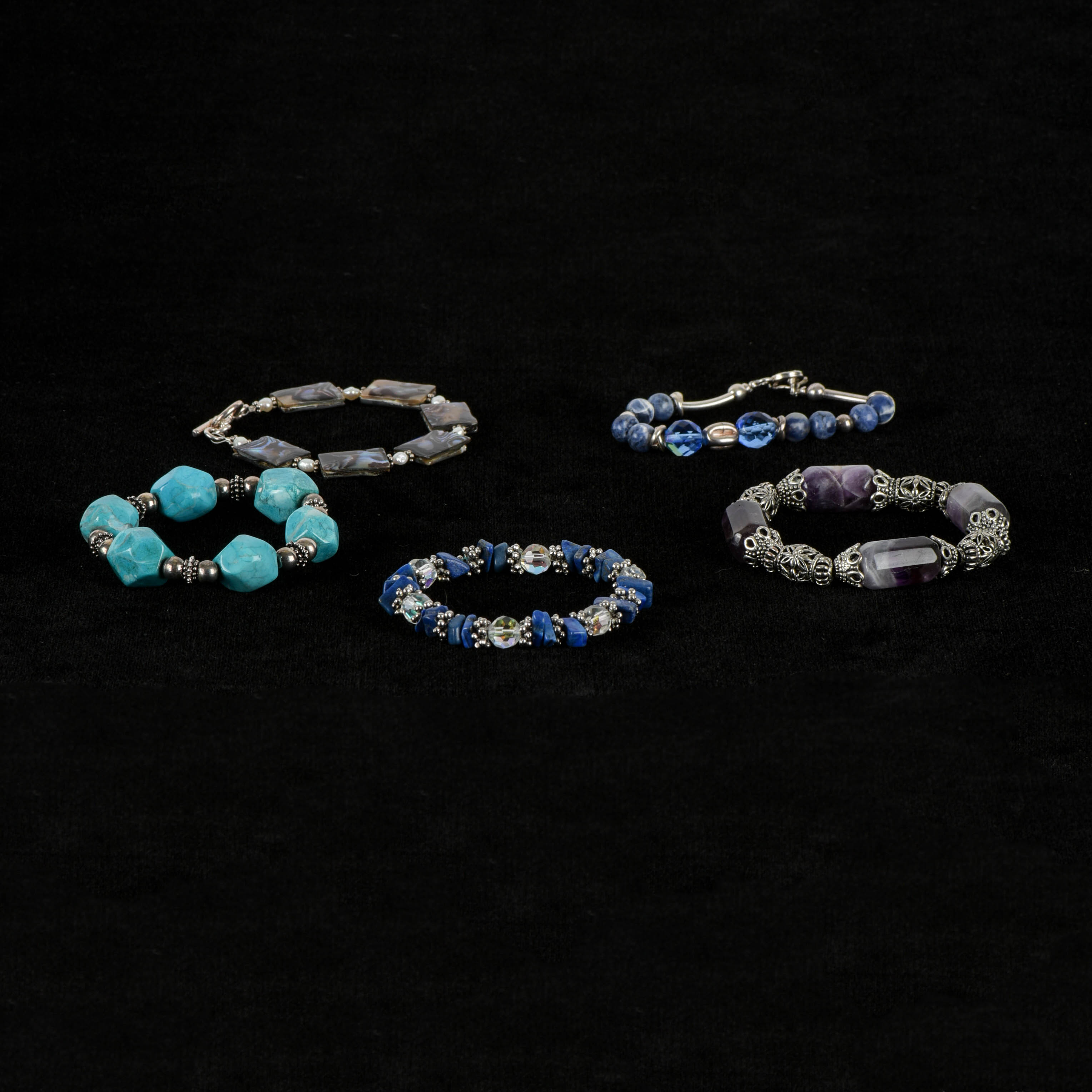 Five Stone and Silver Tone Bracelets