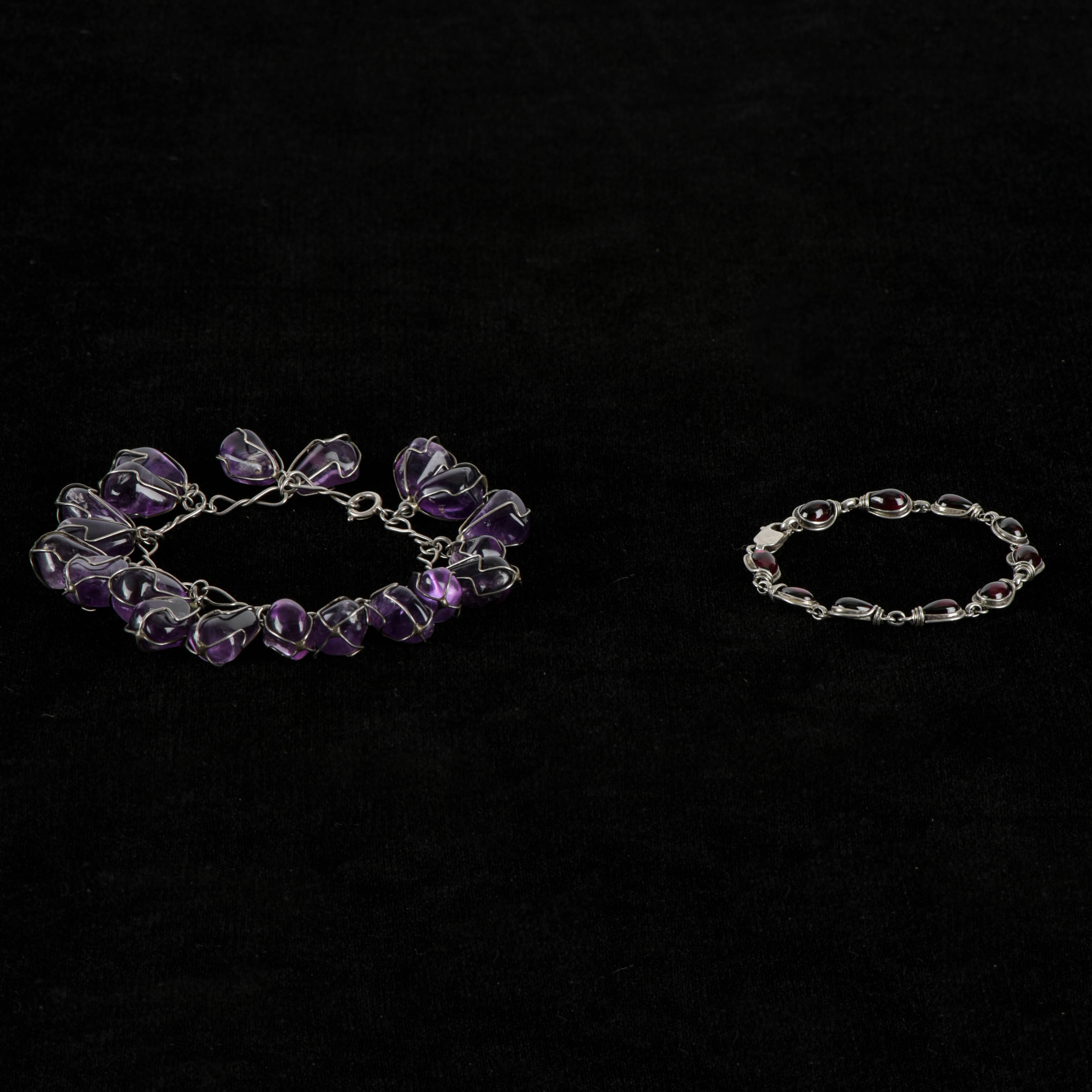 Sterling Silver Amethyst and Garnet Bracelets