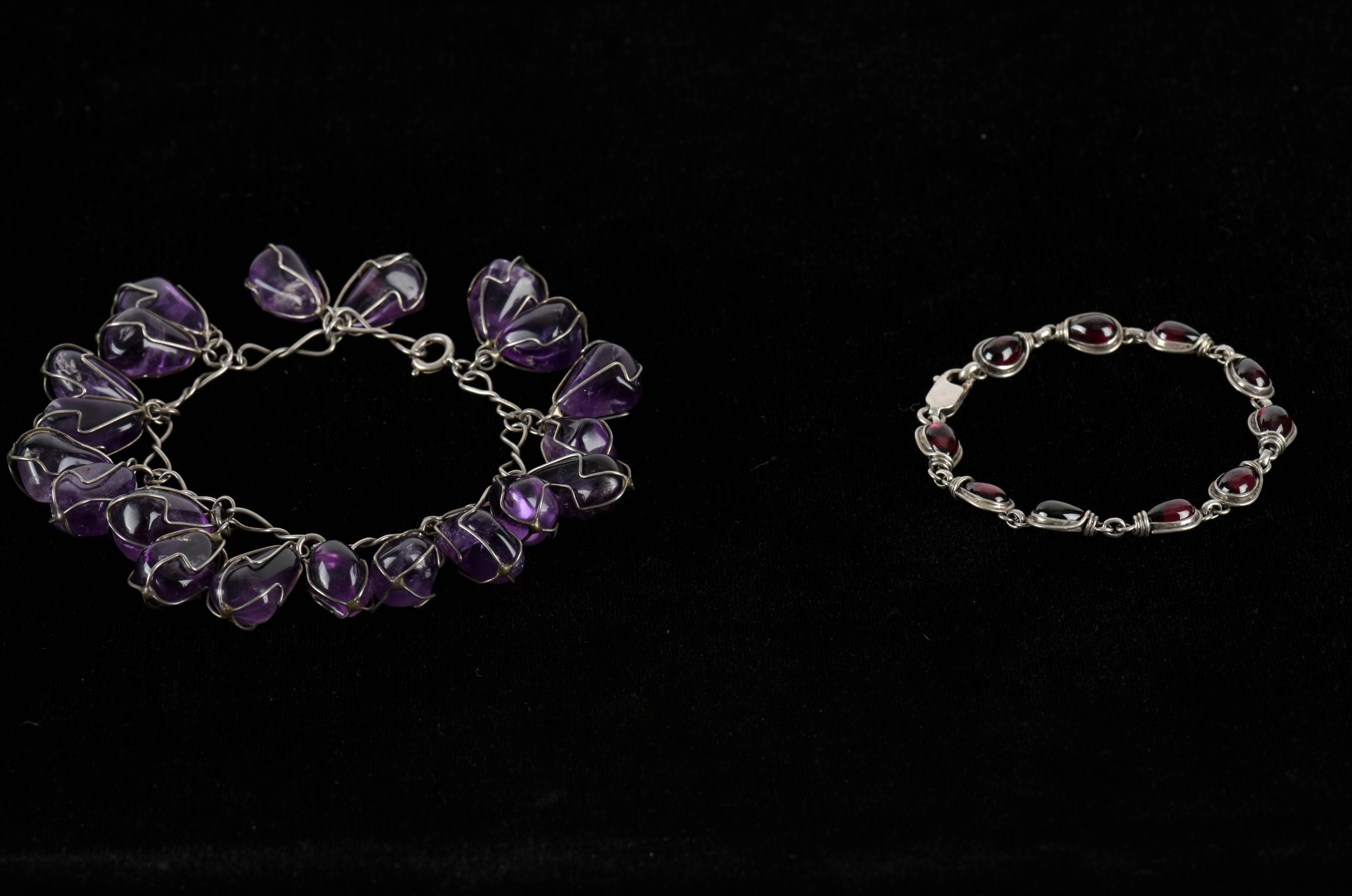 Sterling Silver Amethyst and Garnet Bracelets