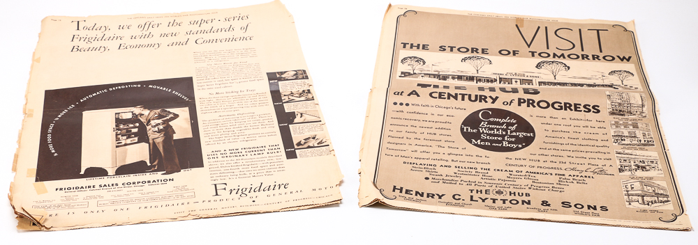 Vintage Issue of The Chicago Daily News "Souvenir of a Century of Progress" Newspaper and Floor Plan