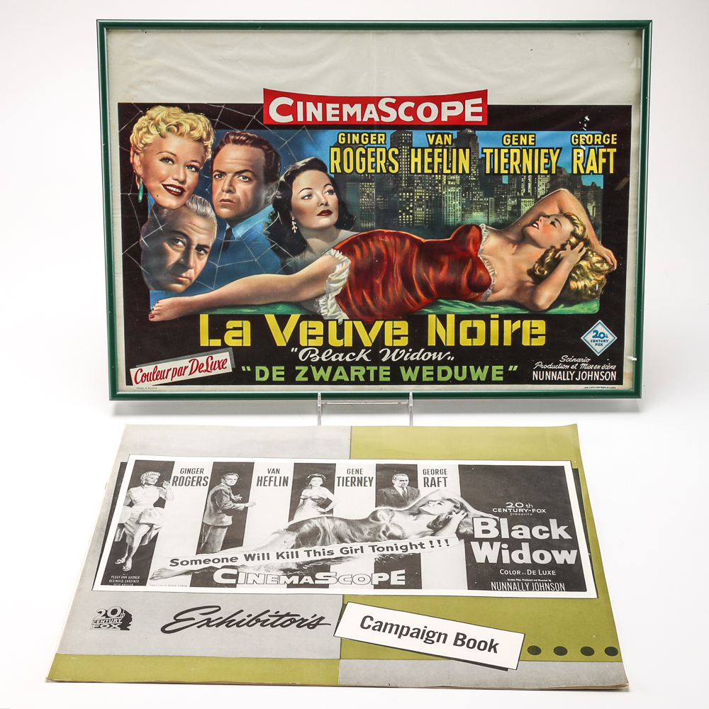 Original 1950s Belgian "Black Widow" Movie Poster and Campaign Book