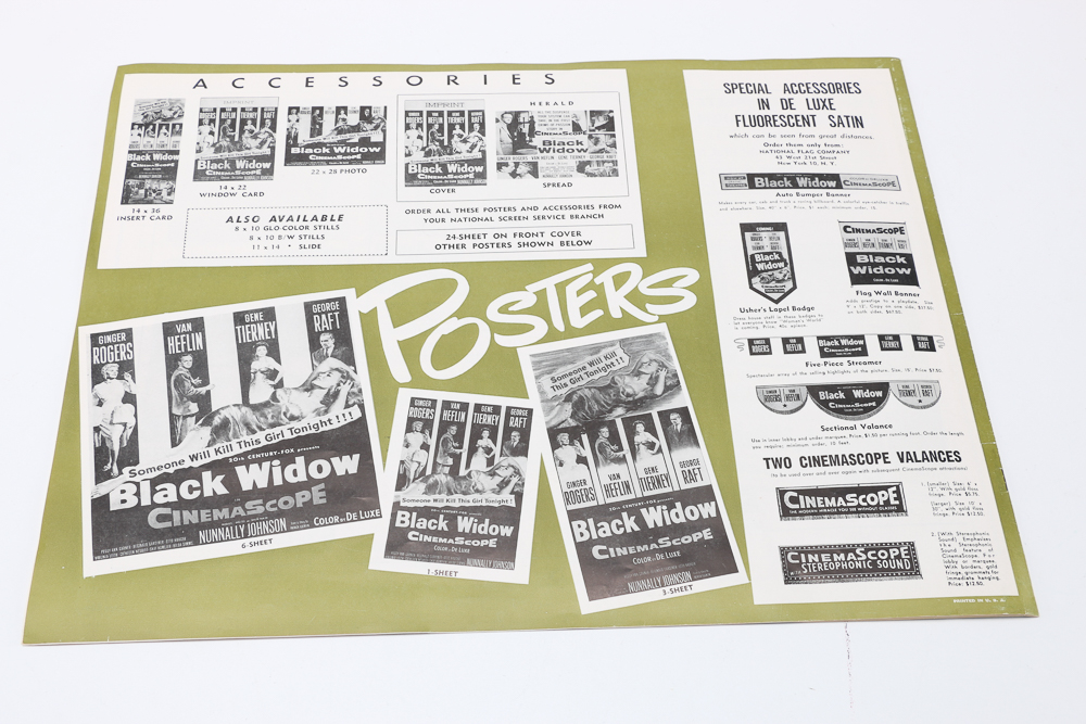 Original 1950s Belgian "Black Widow" Movie Poster and Campaign Book