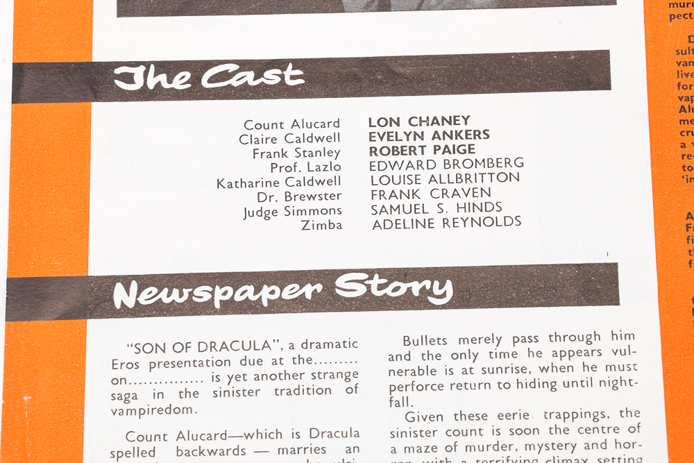 Original 1943 Realart "Son Of Dracula" Film Pressbook