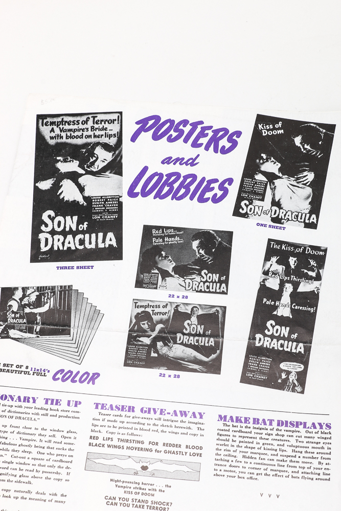 Original 1943 Realart "Son Of Dracula" Film Pressbook