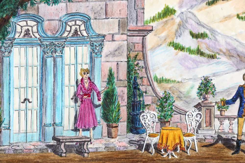 Collection of 1960s Hand-drawn Costume and Set Designs