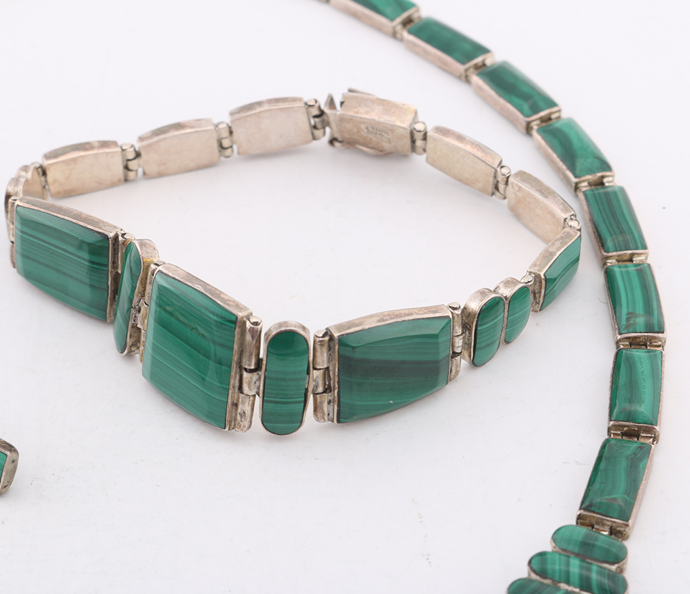 Sterling Silver and Malachite Parure