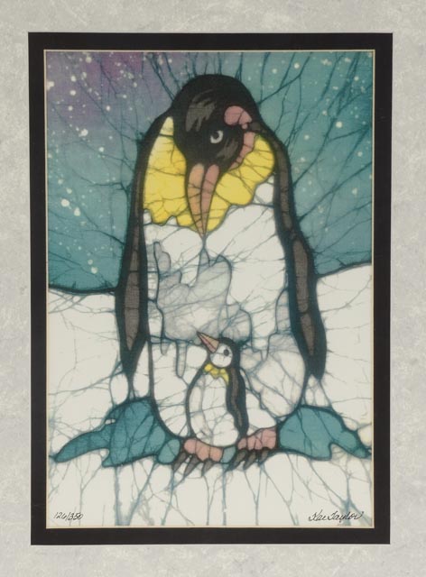 Pair of Kae Taylor Signed Digital Prints of Penguin Batiks