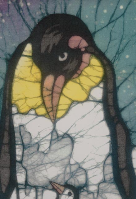 Pair of Kae Taylor Signed Digital Prints of Penguin Batiks