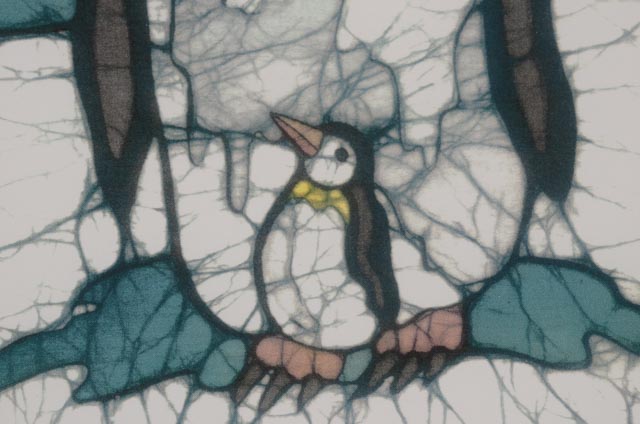 Pair of Kae Taylor Signed Digital Prints of Penguin Batiks