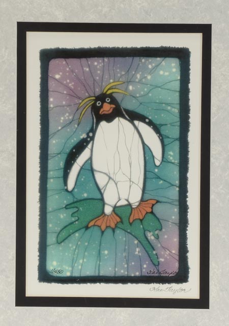 Pair of Kae Taylor Signed Digital Prints of Penguin Batiks