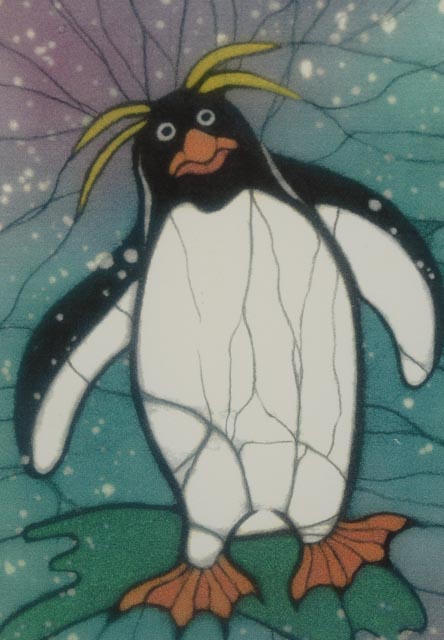 Pair of Kae Taylor Signed Digital Prints of Penguin Batiks