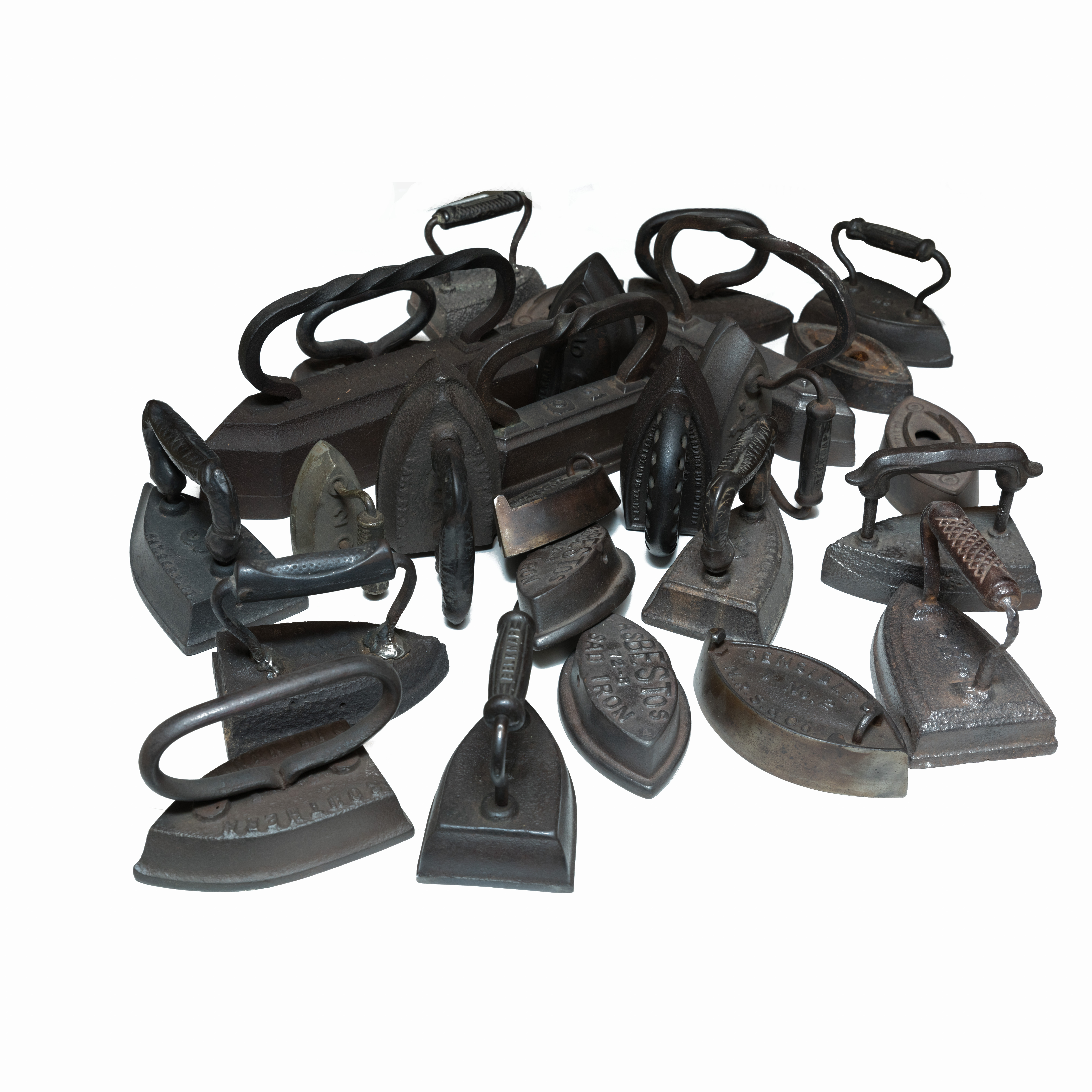 Large Selection of Antique and Vintage Sad Irons