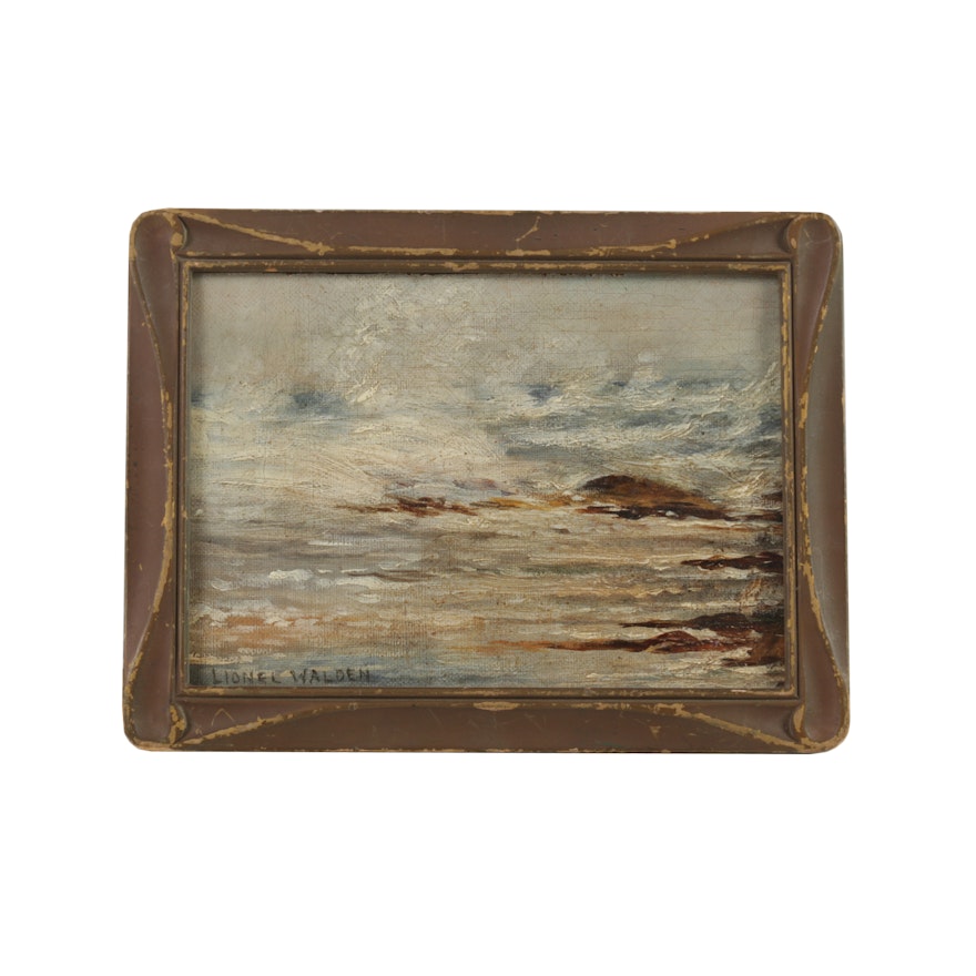Lionel Walden Oil on Canvas Board Seascape