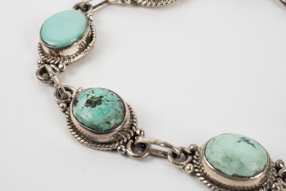 Sterling and Turquoise Bracelet and Pendant