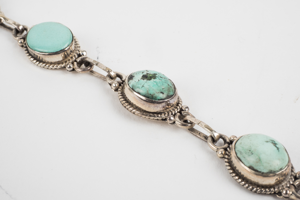 Sterling and Turquoise Bracelet and Pendant