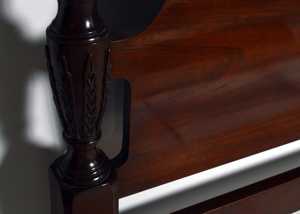 White of Mebane Queen Size Mahogany Canopy Bed with Step Stool