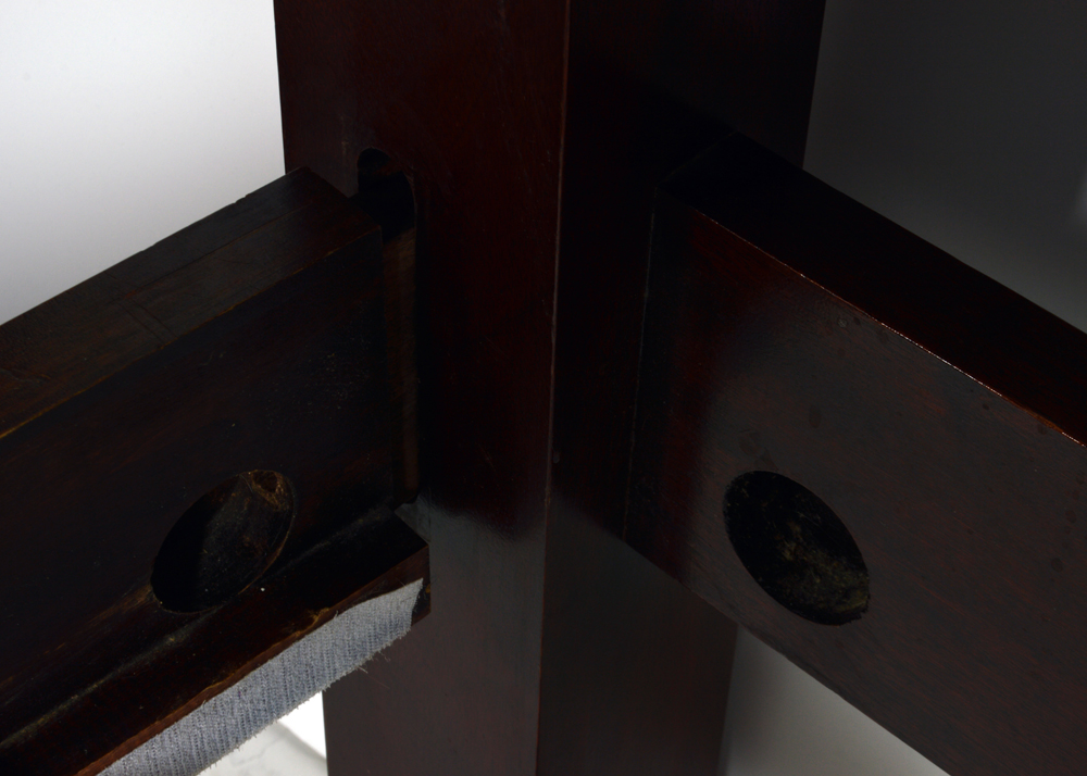 White of Mebane Queen Size Mahogany Canopy Bed with Step Stool