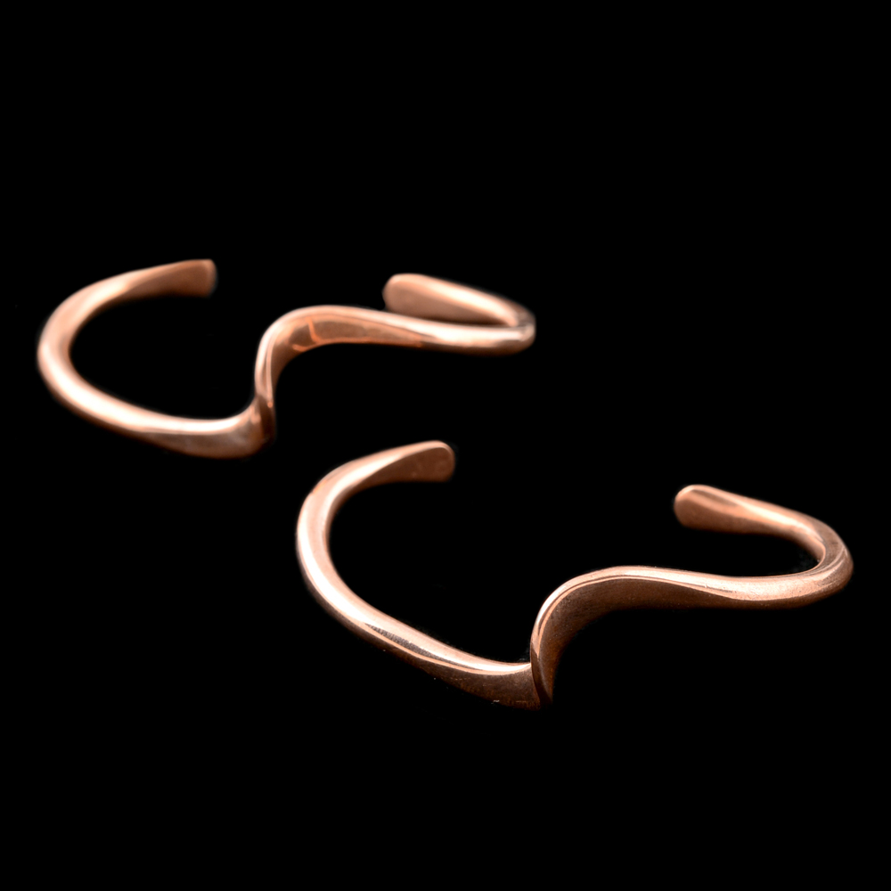 Pair of Modernist Copper Cuff Bracelets