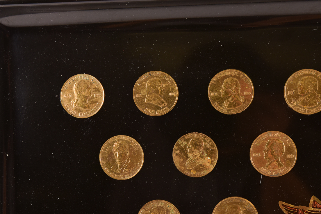 Vintage Couroc Tray with Inlaid Presidential Coins