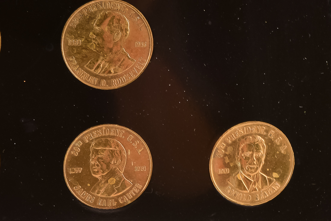 Vintage Couroc Tray with Inlaid Presidential Coins