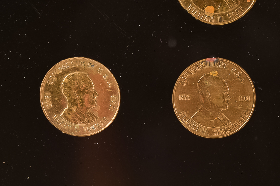Vintage Couroc Tray with Inlaid Presidential Coins