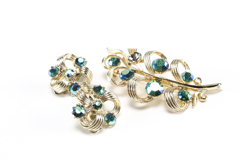 Silver Tone and Rhinestone Jewelry