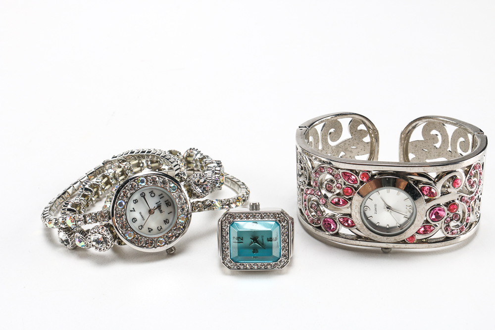 Silver Tone and Rhinestone Jewelry