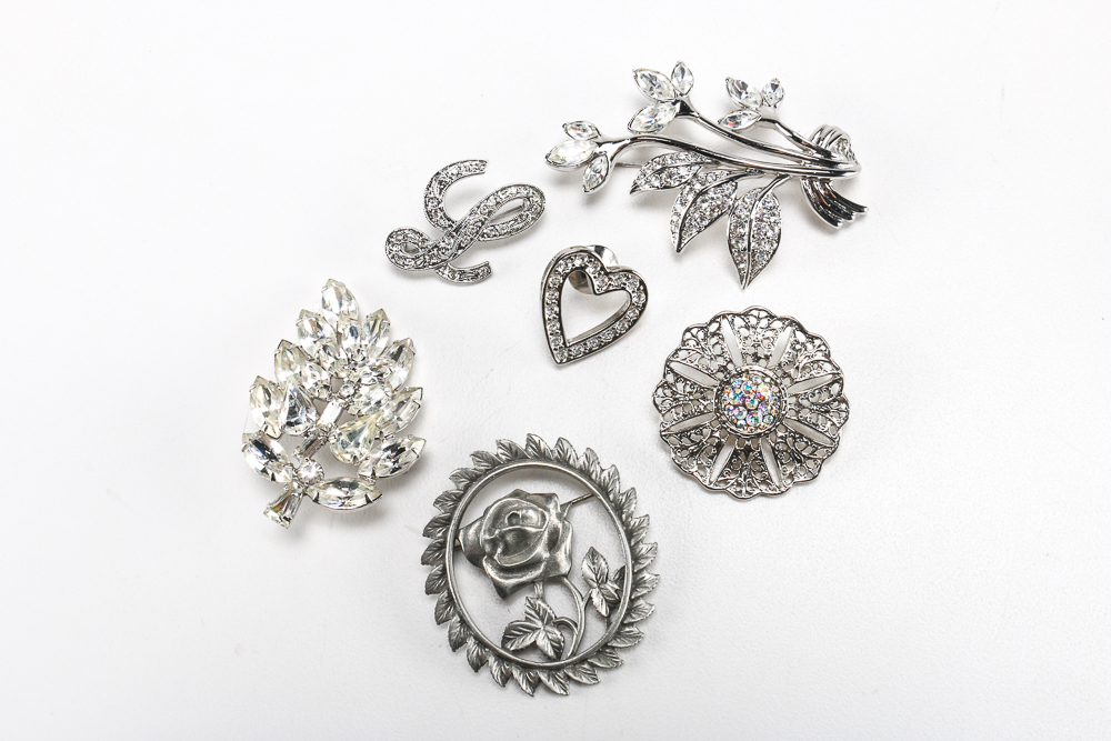 Silver Tone and Rhinestone Jewelry