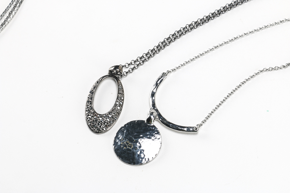 Silver Tone and Black Costume Jewelry.